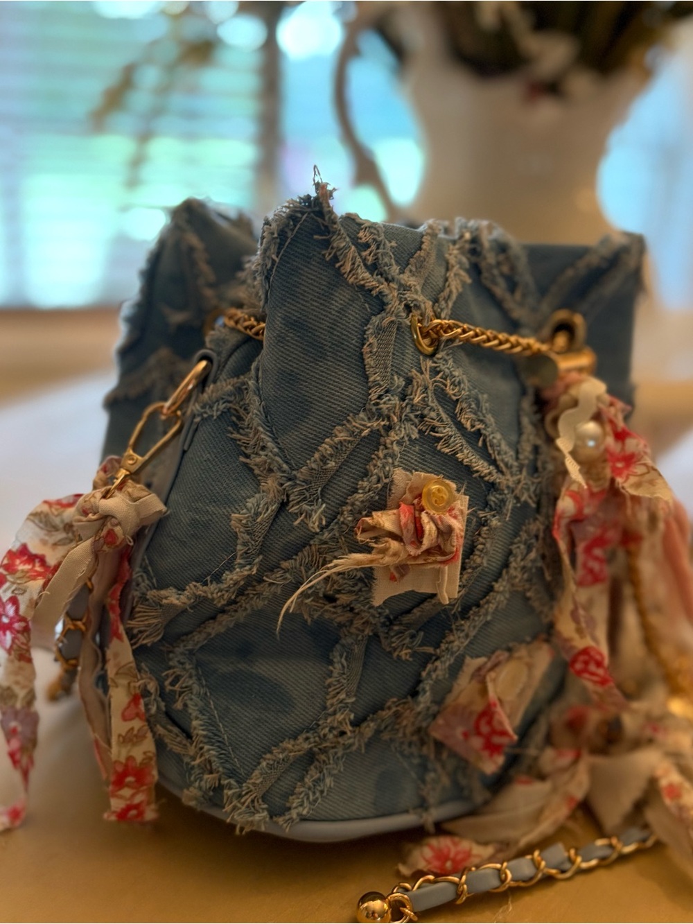 Denim and quilted purse with coordinating coin purse.  Up cycled bag. - Picture 2 of 14